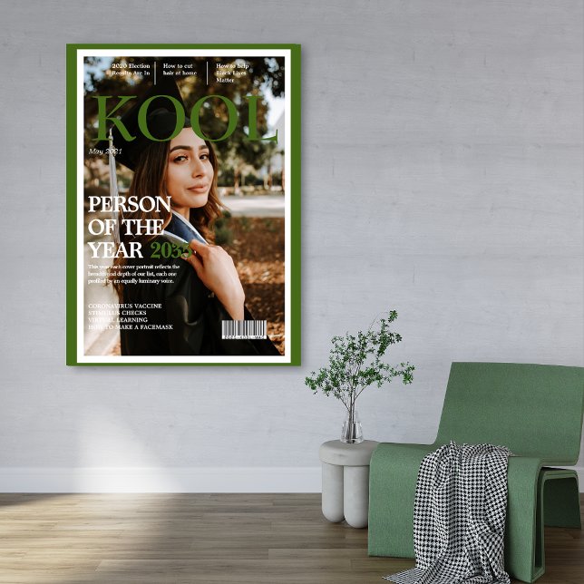 Poster Verde-Foto do Cobrir da Revista Falsa de Graduação (Criador carregado)