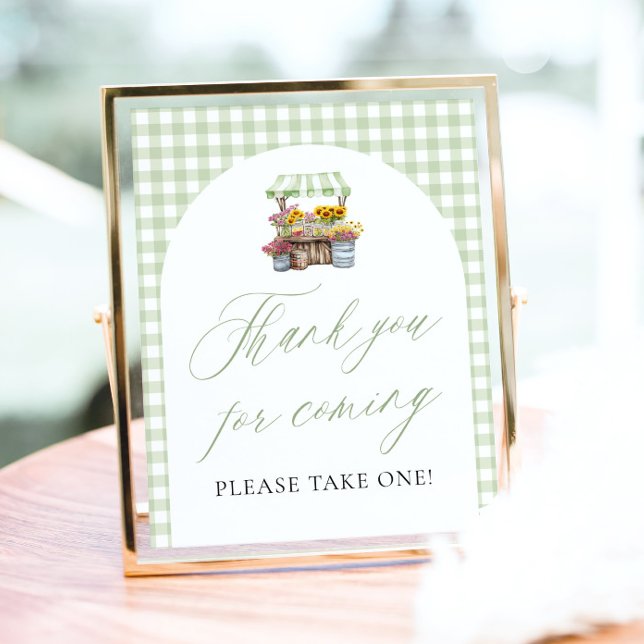 Poster Verde fresco fora do mercado Obrigado por vir (Sage Green Fresh Off The Market Thank you for coming Sign)