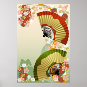 Pôster Verde japonês do fã 3