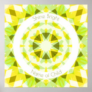 Poster Verde limão Amarelo Shine Bright Star Nursery Deco