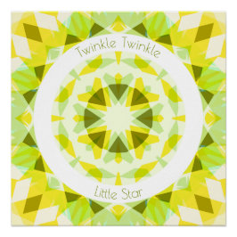 Pôster Verde limão Amarelo Twinkle Pequeno Estrelo de Beb