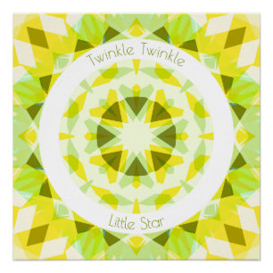 Pôster Verde limão Amarelo Twinkle Pequeno Estrelo de Beb