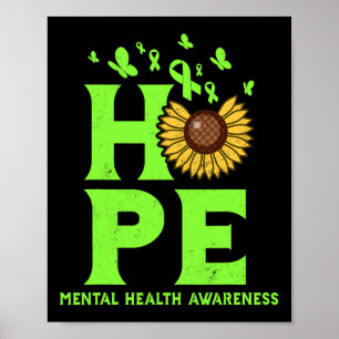 Poster Verde limão De Saúde Mental Hope Vintage Sunflower