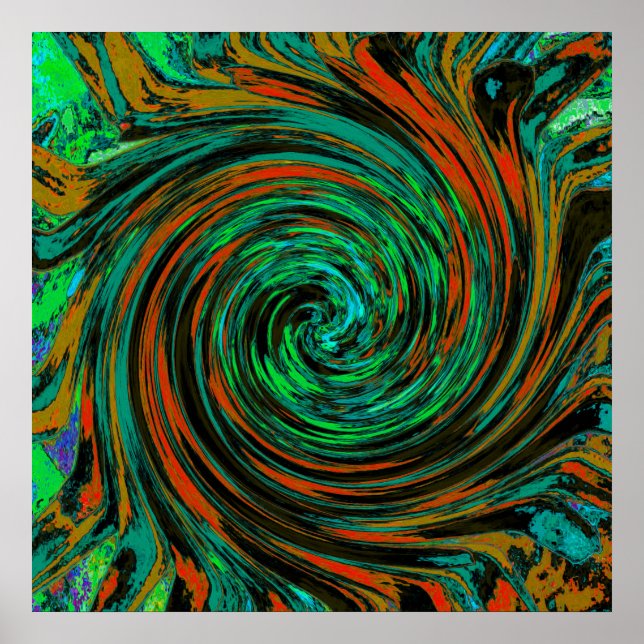 Poster Verde limão e Grelha de Abstrato Laranja (Frente)