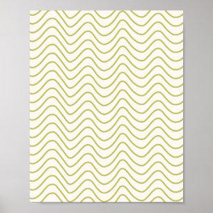Poster Verde limão Padrão Chevron no Cream White Zigzag