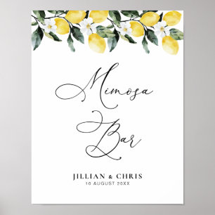 Poster Verde Moderno Lemon bar Floral mimosa