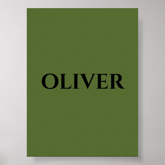 Poster Verde-oliva e nome preto minimalista (Frente)