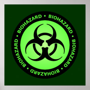 Poster verde & preto do símbolo do Biohazard com
