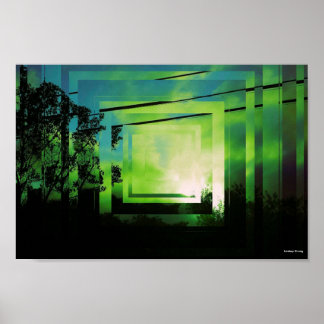 Poster verde quadrado de 12" x 8"