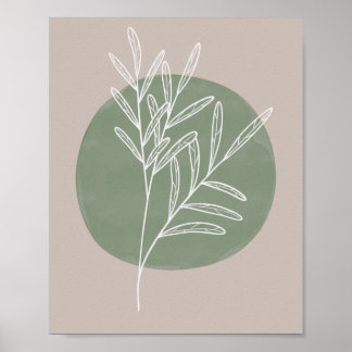 Poster Verde Sage Farmhouse Botanical White