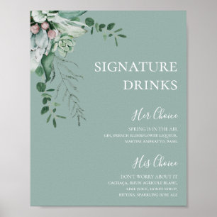 Poster Verde Suculento   Bebidas com Toques de Verde Salv