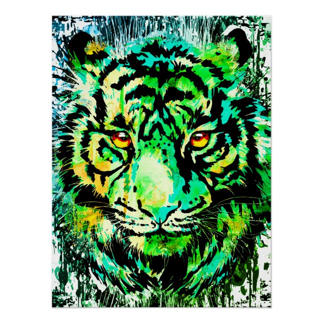 Poster verde Tiger - Impressão verde Tigre (Frente)