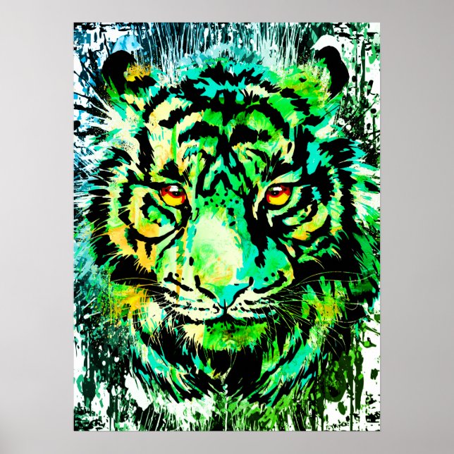 Poster verde Tiger - Impressão verde Tigre (Frente)