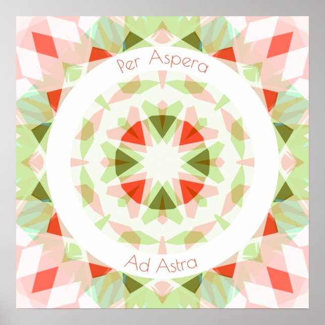 Poster Verde Vermelho Por Aspera Ad Astra Estrelas Motiva (Frente)