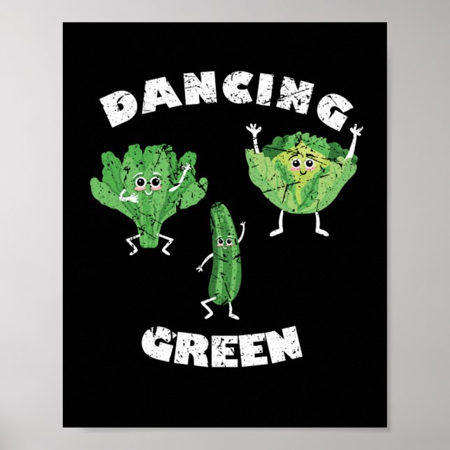 Poster Verdes Vegan Vegetarianos Dançantes (Frente)