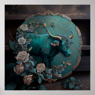 Poster Verdigris Zodiac Taurus