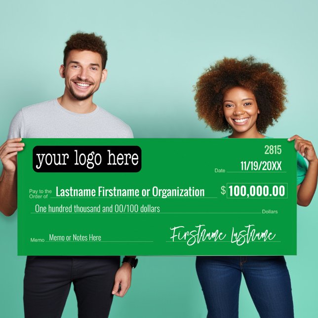 Poster Verificação de vazio para Sweepstakes, Prêmios, Ch (Big Check Poster for Charity and Sweepstakes Winners - Add your logo on this paper poster)