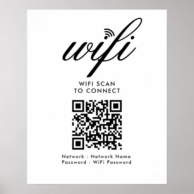 Poster Verificação Wi-Fi de código QR para conectar branc (Frente)
