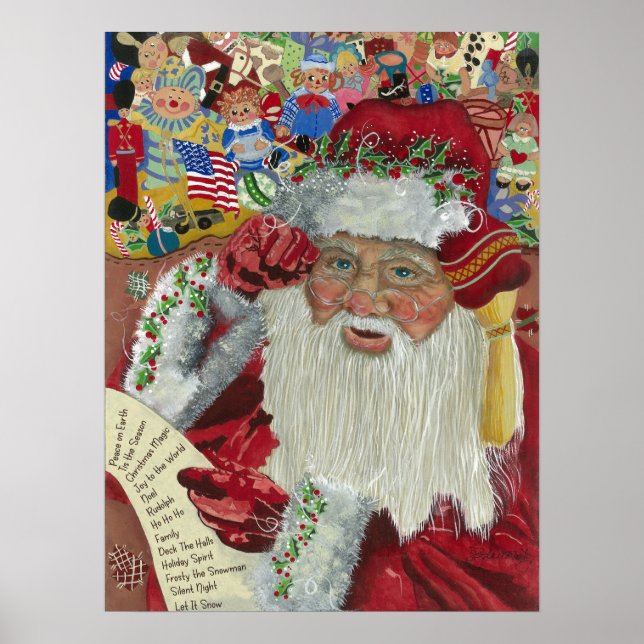 Poster Verificando Duas Vezes© Classic Santa 18x24 (Frente)