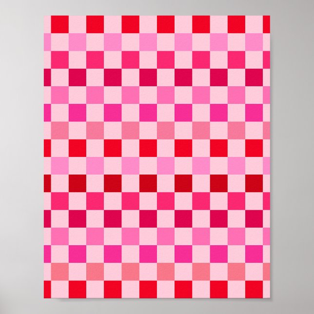 Poster Verificar Quadro De Verificação Rosa E Vermelho (Frente)