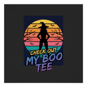 Pôster Verifique Meu Design de Camiseta Boo de Halloween_