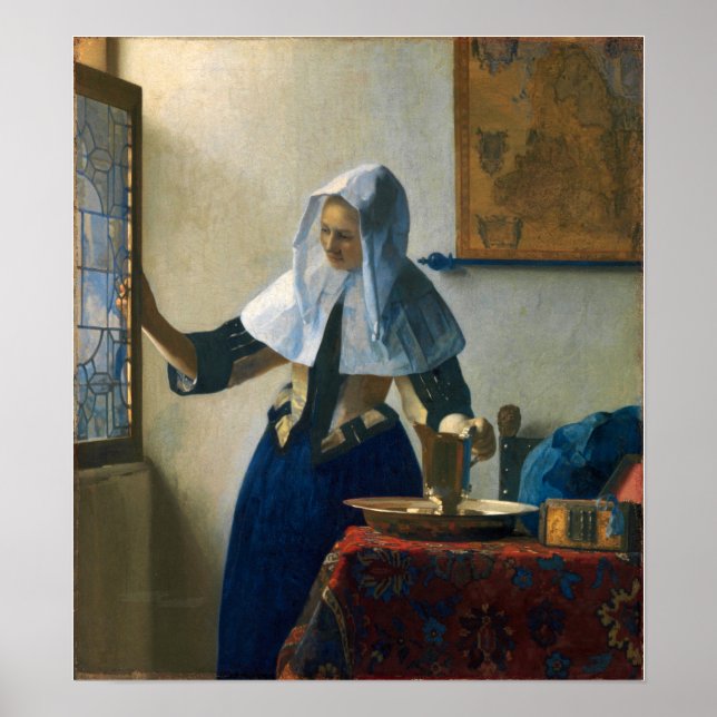 Poster Vermeer - Jovem Mulher Com Aranha-Água 1665 (Frente)