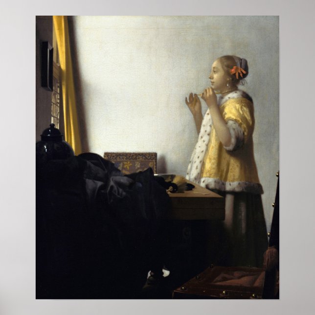 Poster Vermeer - Jovem Mulher Com um Colar de Pérolas 166 (Frente)