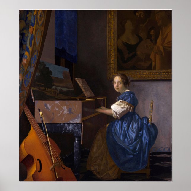 Poster Vermeer - Lady Sentada Em Uma Virginal 1675 (Frente)