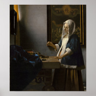 Poster Vermeer - Mulher segurando uma balança 1665