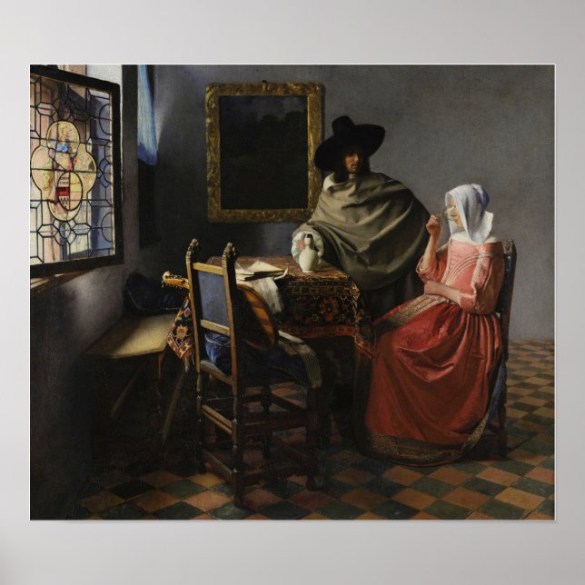 Poster Vermeer - O Vidro Do Vinho 1661 (Frente)