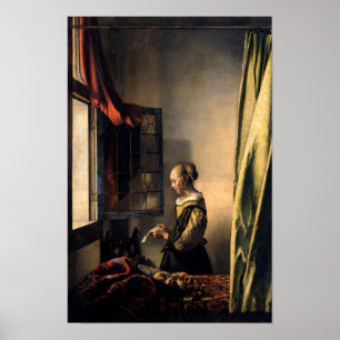 Poster Vermeer - Rapariga lendo uma carta em uma janela a
