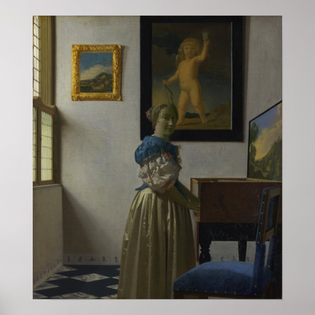 Poster Vermeer - Senhora de Pé Junto a uma Espineta 1674 (Frente)