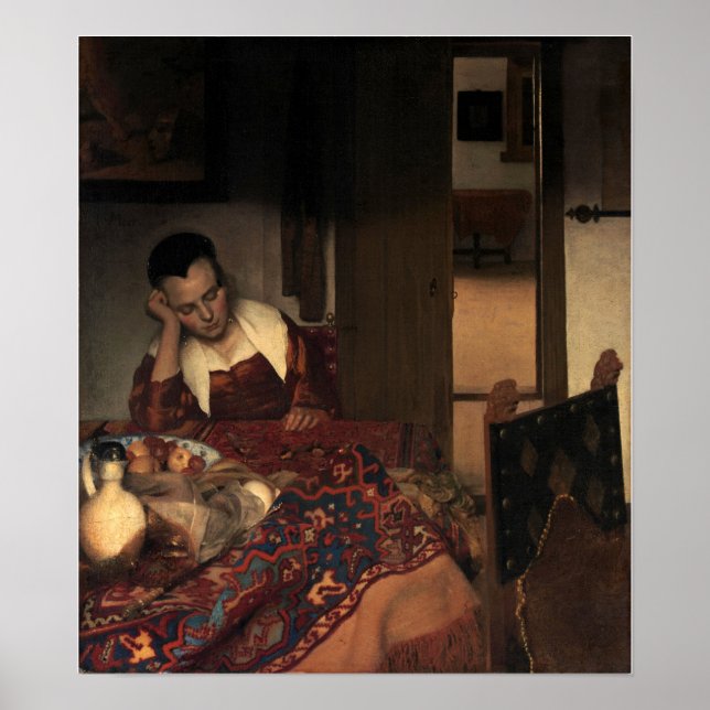 Poster Vermeer - Uma empregada doméstica dormindo 1657 (Frente)