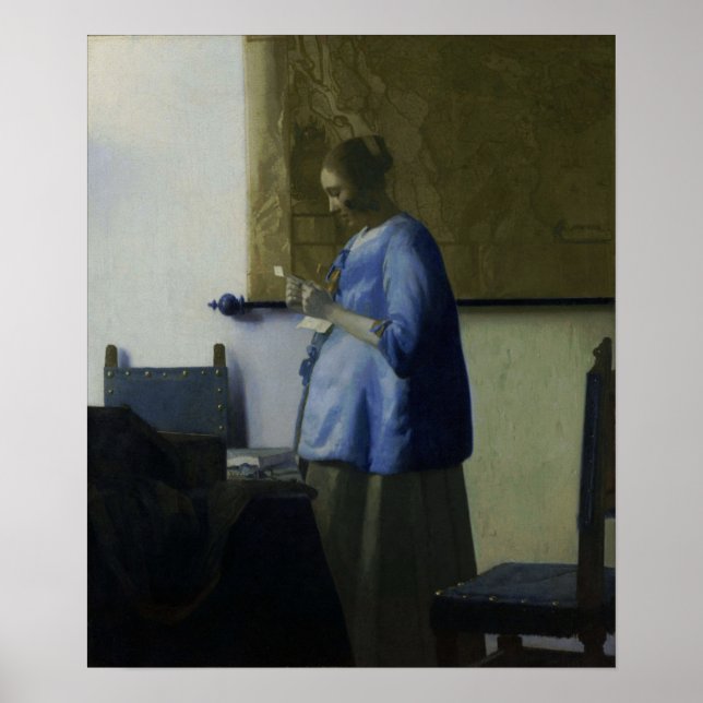 Poster Vermeer - Woman In Blue Reading A Letter 1665 (Frente)