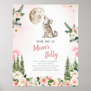 Poster Vermeho Florescente Floral Lua Floresta Mãe Barrig