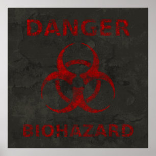 Poster vermelho afligido do símbolo do Biohazard