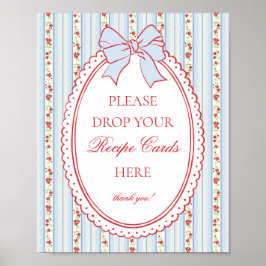 Poster Vermelho & Azul Vintage Floral Chique Compartilhe