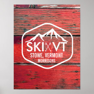 Poster Vermelho Barnwood de Vermont Stowe Killington