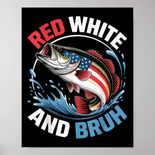 Poster Vermelho Branco & Bruh Divertido Pesca 4 de Ju