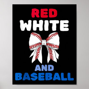 Poster Vermelho branco e arco coquete de beisebol patriót