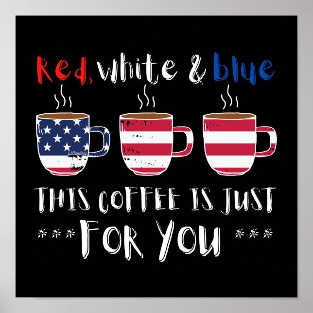 POSTER VERMELHO BRANCO E AZUL ESTE CAFÉ É APENAS... (Frente)