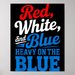 Poster Vermelho Branco E Azul Pesado No Azul 4 De Julho