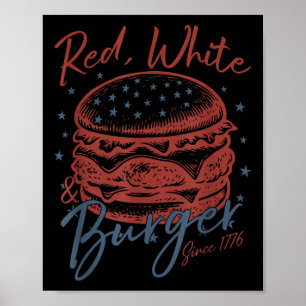 Poster Vermelho, Branco E Burger Desde 1776 Dia Da Indepe