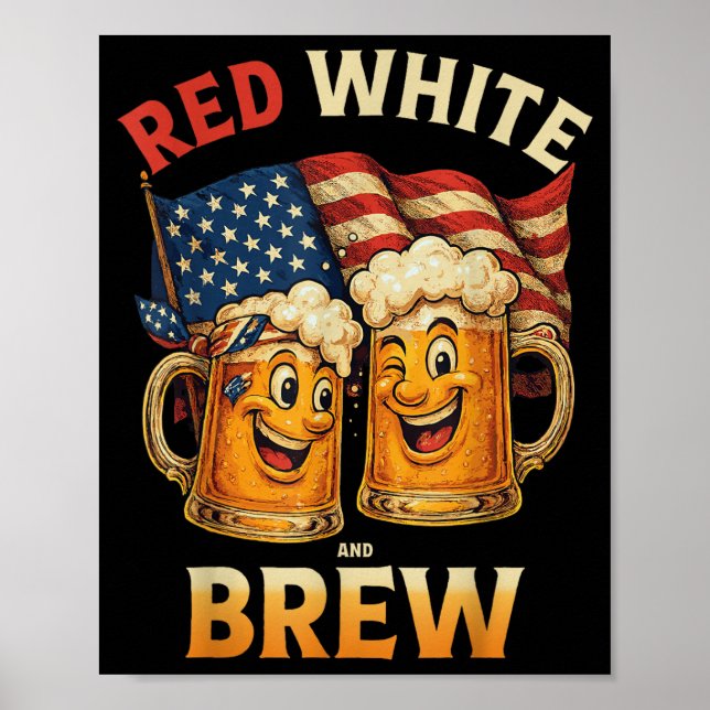 Poster Vermelho Branco E Cerveja (Frente)