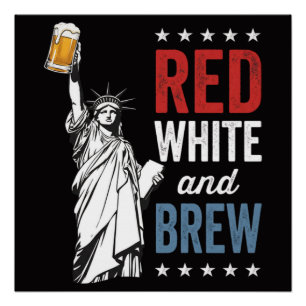 Pôster Vermelho Branco e Cerveja 250º Aniversário