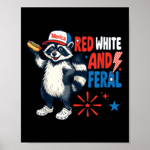 Poster Vermelho Branco E Feral Patriótico Engraçado Guaxi