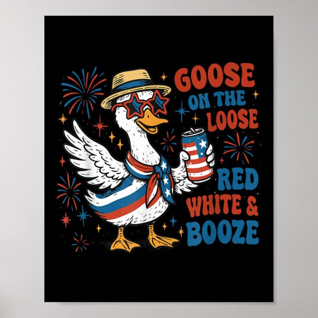 Poster Vermelho Branco E Ganso Bebida Ganso Solto 4º J (Frente)