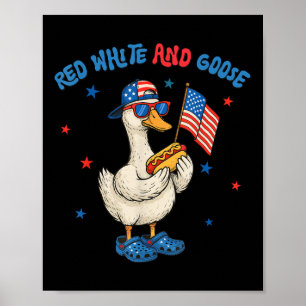 Poster Vermelho Branco E Ganso Engraçado 4 De Julho Patri