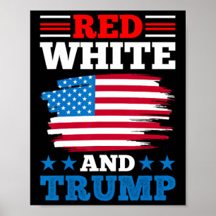 Poster Vermelho Branco E Trump - Bandeira Americana Repub