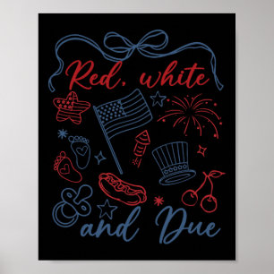 Poster Vermelho Branco E Vencimento 4 De Julho Gravidez V
